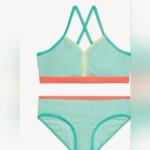 Girl's Justice Two-Piece Ribbed Zipper Bikini Swimsuit. SIZE S (7-8) NWT